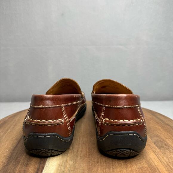 Johnston & Murphy Woven Venetian Leather‎ Loafer Brown Mens Size 8 #25-8344 - Picture 6 of 9